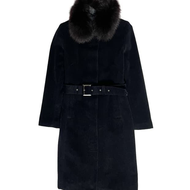 Comme Ca Ism 폭스 퍼 카라 벨튀드 코트 (퍼 탈착가능)