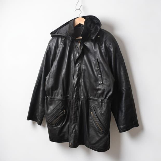 90S 양가죽 후드 레더 자켓 L M0072