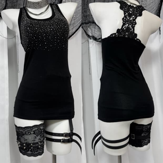 cubic lace sleeveless
