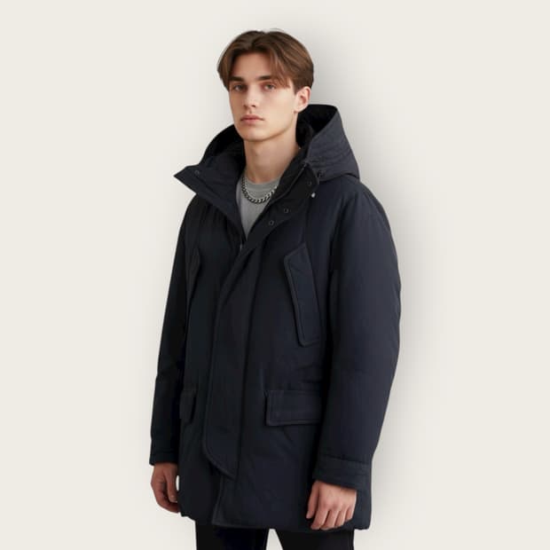 100/ 타임옴므 구스다운 후디드 패딩점퍼