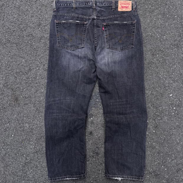 리바이스 505 워싱 레귤러 흑청 데님팬츠 (40Size) 