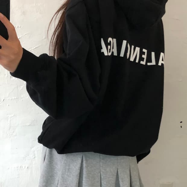 Balenciaga 발렌시아가 블랙 백로고 후드티