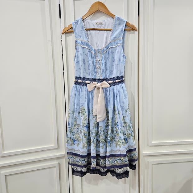 액시즈팜 플라워 리본 원피스 하늘색