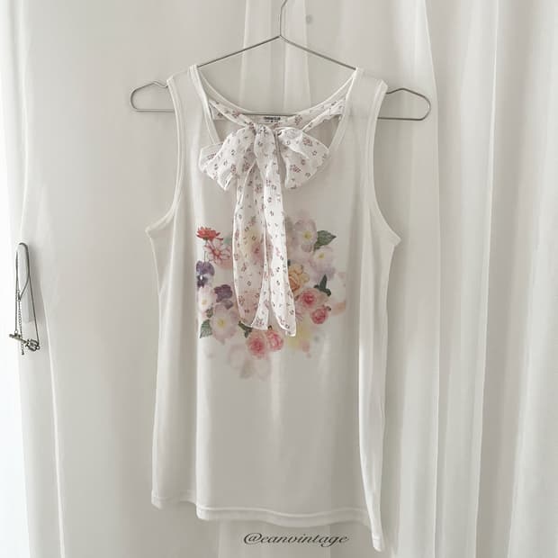 cinema club flower ribbon sleeveless