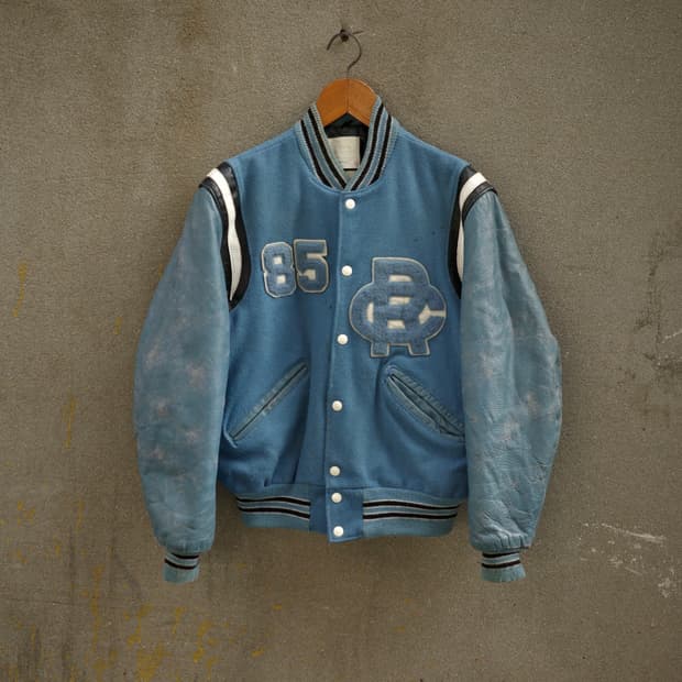 80‘s Delong 에이징 레터맨 자켓