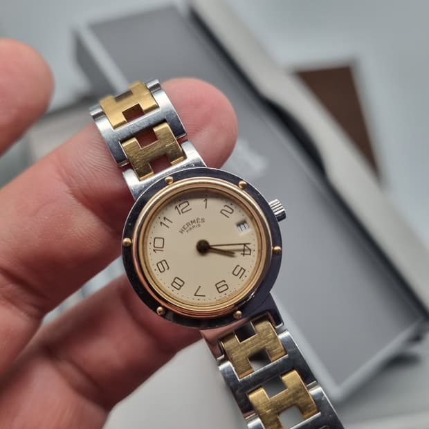에르메스 80s 클리퍼 콤비 시계 보증서 풀셋