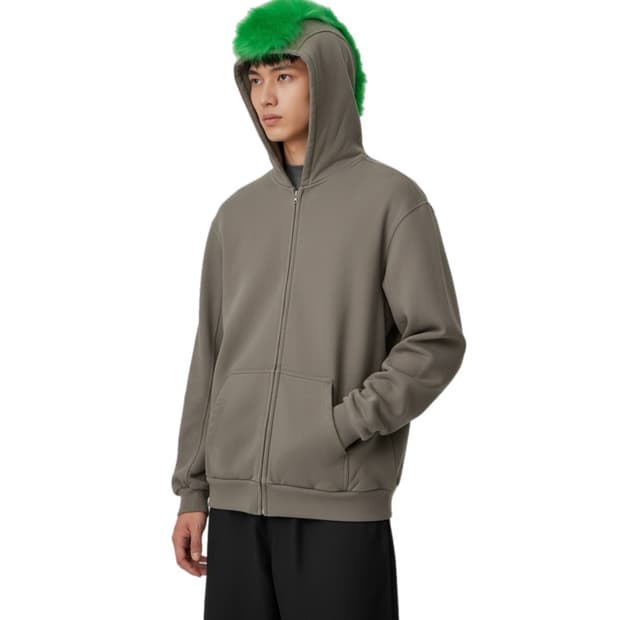 웰던11 24ss 그린 모호크헤어 오버핏 후디집업