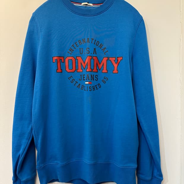 S) 타미 진스 프린팅 블루 맨투맨