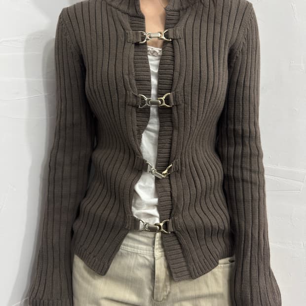 indivi buckle knit cardigan