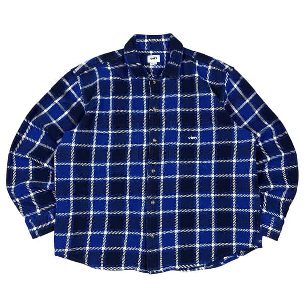 오베이 블루 체크 셔츠