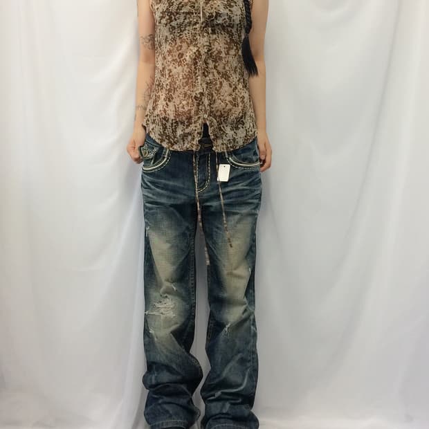 Pattern point shirring sleeveless