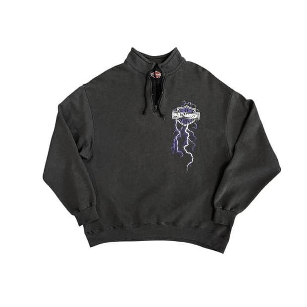 빈티지 90s 할리데이비슨 라이트닝 하프집업 스웻셔츠 맨투맨