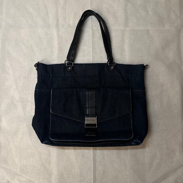 Diesel denim buckle tote bag