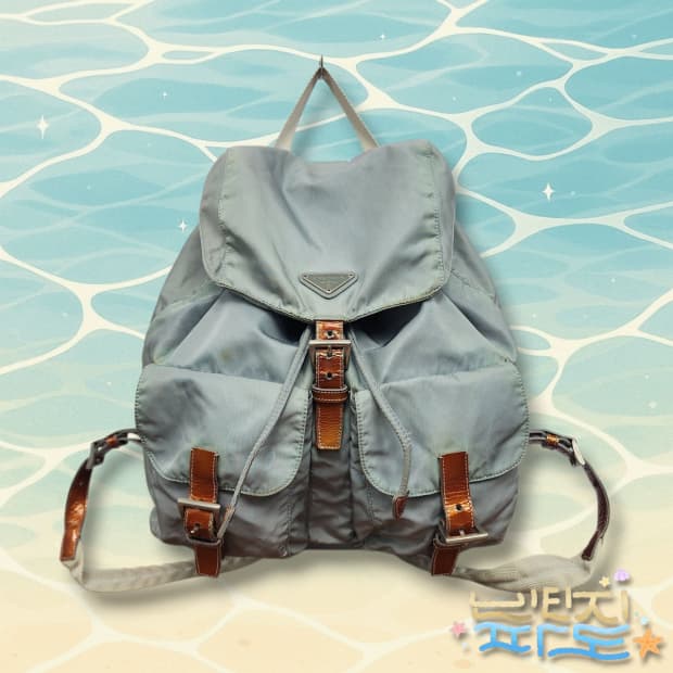  PRADA 프라다 Blue Silver auth 나일론 백팩