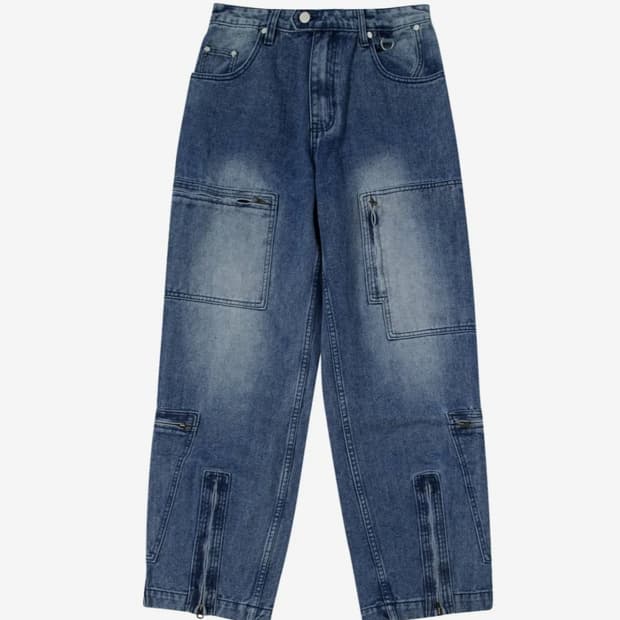 THEVINYLHOUSE FLIGHT DENIM PANTS NAVY