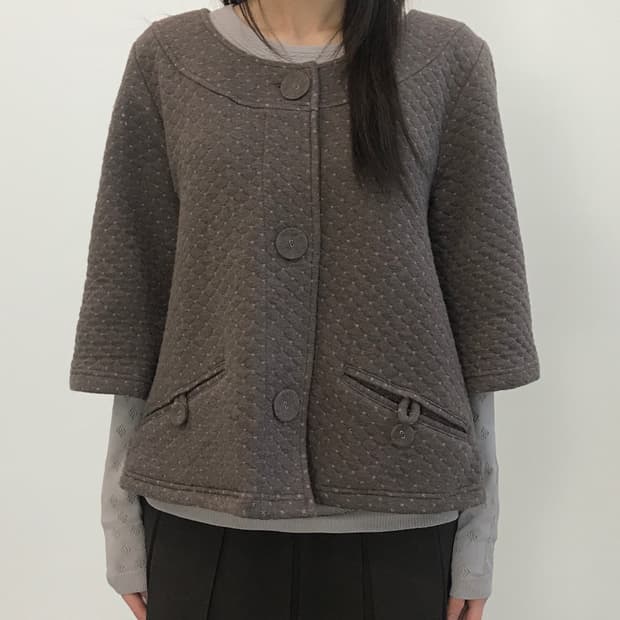 Jpn Brown Round Neck Jacket