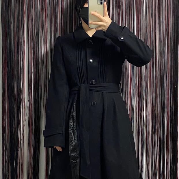 (Japan)울65% 블랙 롱코트 ✔️𝙎𝙞𝙯𝙚 