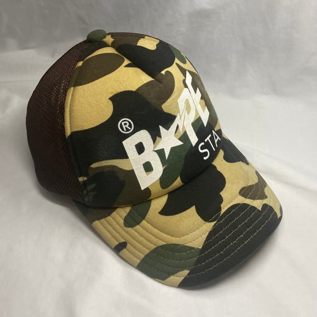 Bape 베이프 카모 메쉬캡 트러커캡 모자 황계