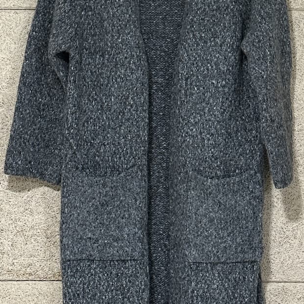 그레이 숄 니트 롱 가디건 M 55
