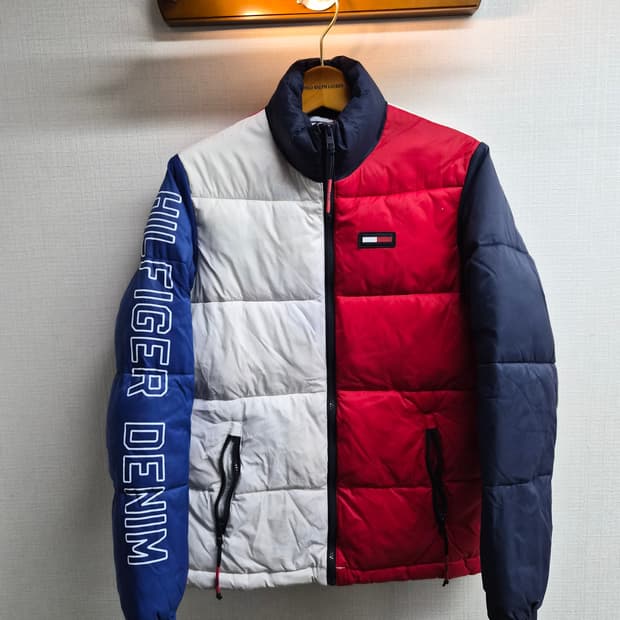 XS) 타미힐피거 컬러블록 패딩 점퍼