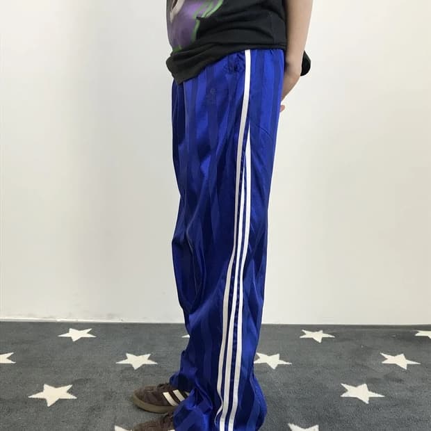 Adidas Blue Satin 3 Stripe Track Pants
