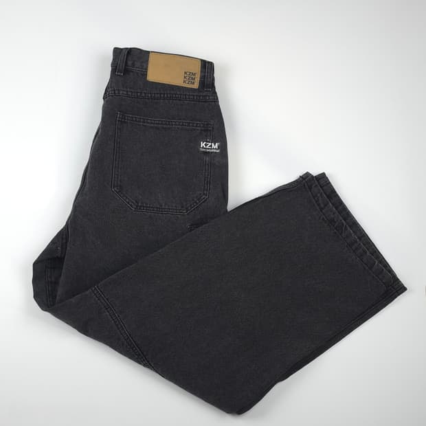 [L] KZM 와이드핏 더블니 데님팬츠