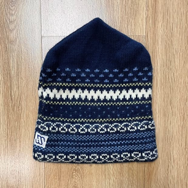 택포) 90s Made Canada 빈티지 패턴 울 니트 숏 비니 모자