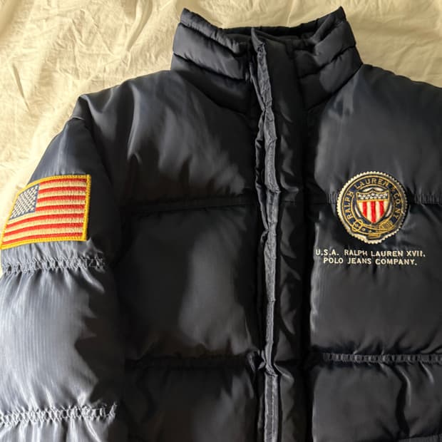 폴로 성조기 패딩 네이비
