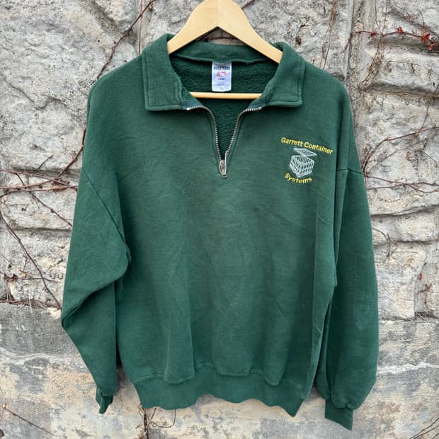 00s 저지스 러셀 하프집업 빈티지 자수 웜업 페이딩 스웻 셔츠 맨투맨