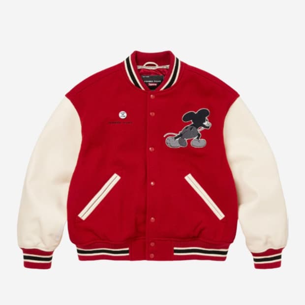 슈프림 x 넘버나인 미키마우스 바시티 자켓 레드
