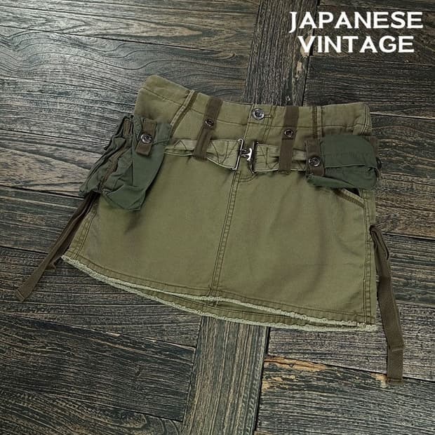 [일본빈티지] Y2K 로우라이즈 빈티지 가공 미니스커트 M20475