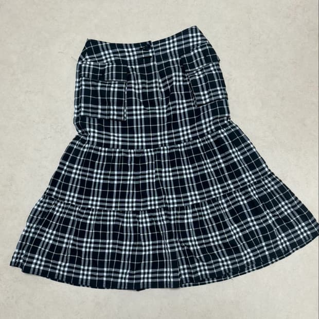 일본 빈티지 체크 카고 롱 머메이드 스커트 치마 