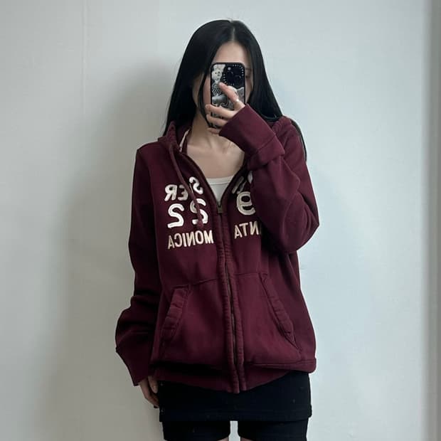 홀리스터 y2k 와투케 버건디 후드집업