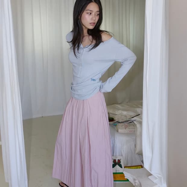 호쿠스포쿠스 에어리 롱 스커트_핑크