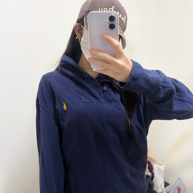 폴로 랄프로렌 옐로우 포니 숄카라 스웻셔츠(L)