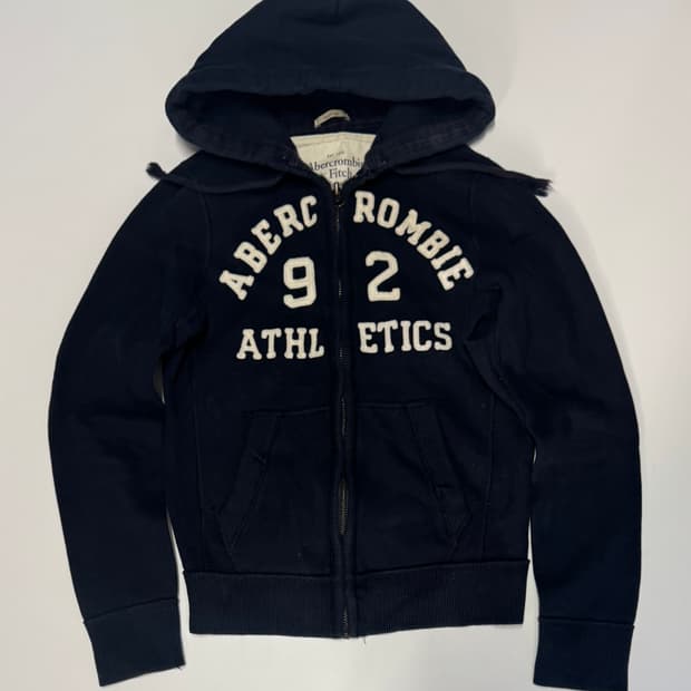 남녀공용!! 아베크롬비 아치로고 기모 후드집업 네이비 s