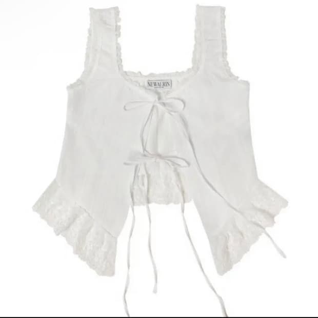 뉴얼린) Rose Lace Frill Blouse WH F