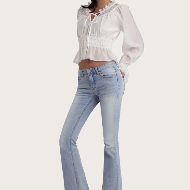 클리시어 크리스탈 클린 부츠컷 로우 진 라이트 블루 M 팬츠 청바지