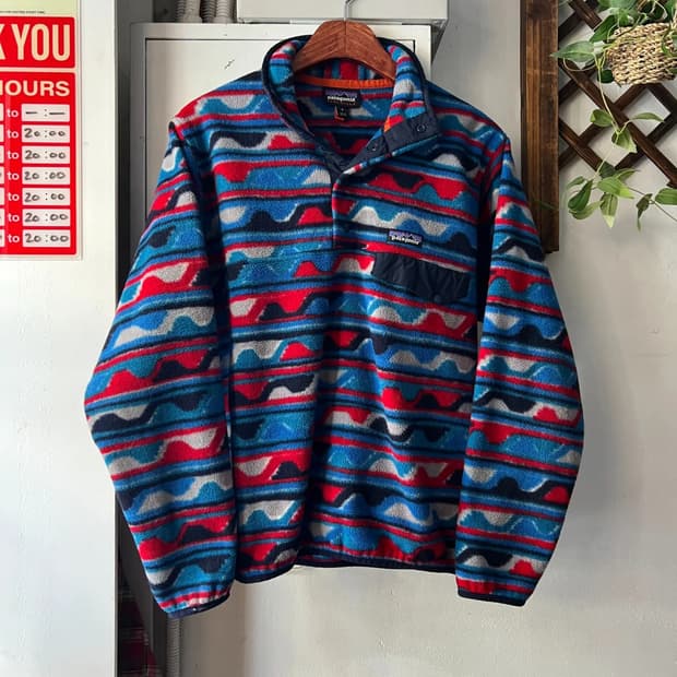 [S]파타고니아 신칠라 멀티컬러 에스닉 패턴 아노락 플리스