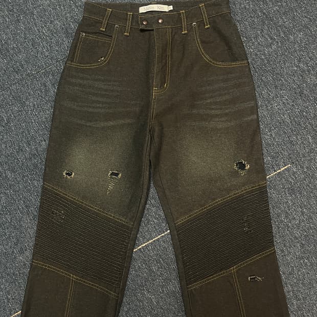 (새상품) 마뗑킴 빈티지 바이커 데님 팬츠 다크그레이 M