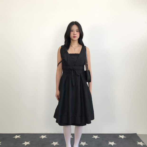 Jpn Satin Glossy V-Neck Flare Onepiece