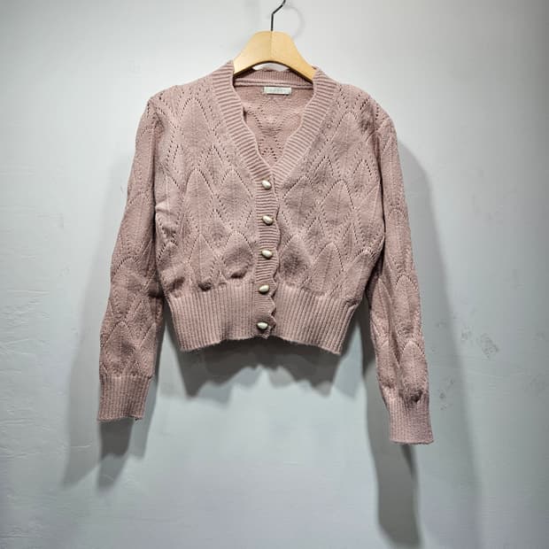 무자크 딸기우유 브이넥 가디건 