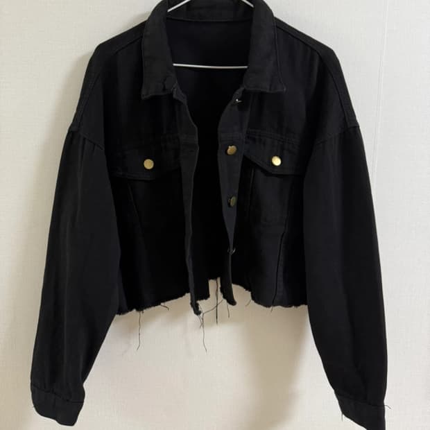 크롭 흑 청 자켓