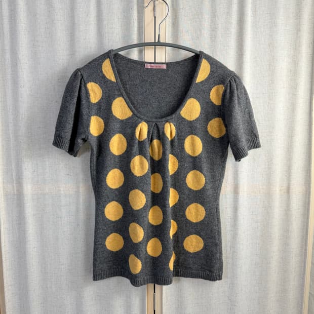 Vie orne 도트 니트 반팔 탑