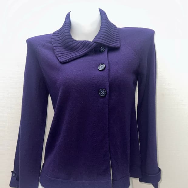 퍼플 비대칭 빈티지 니트 가디건