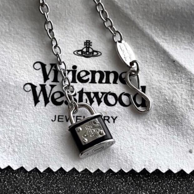 비비안웨스트우드 아카이브 블랙실버 orb 자물쇠 체인 목걸이