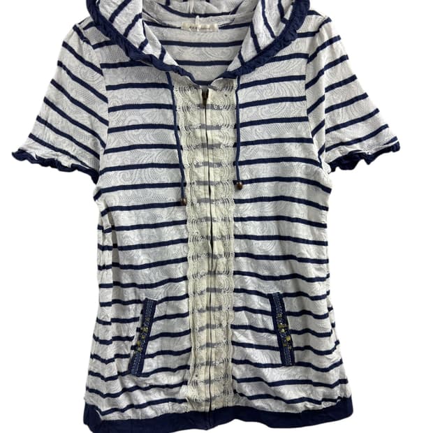 엑시즈팜 레이스 스트라이프 블루 후드집업1557