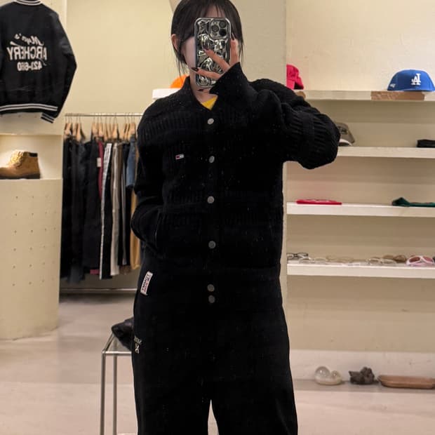 타미진스 스티치 베이스볼 박시핏 가디건 U1433