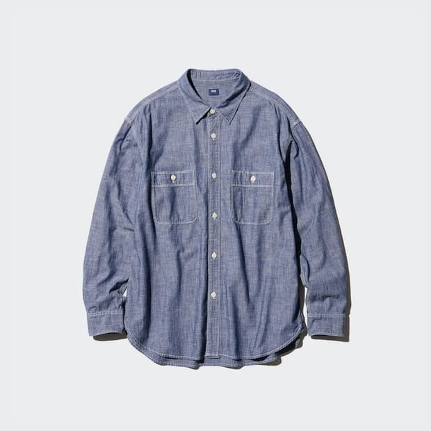 유니클로 샴브레이오버셔츠 L사이즈