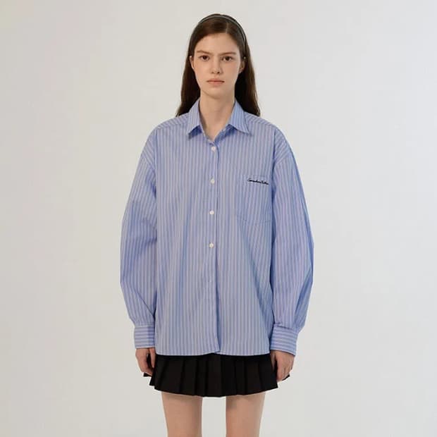[썸웨어버터] 다니엘 스트라이프 오버핏 셔츠 (Stripe Blue)